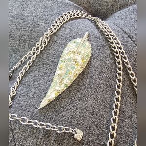 Swarovski leaf long necklace